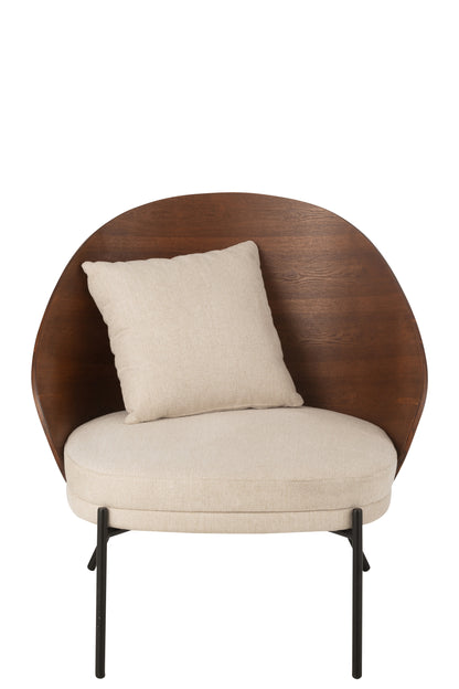 Lounge stoel Alone triplex/metaal bruin/beige