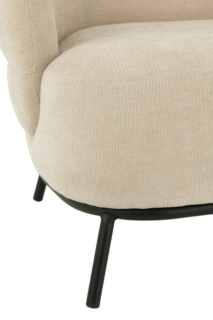 Lounge stoel Mars populierenhout/schuim beige
