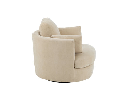 Lounge stoel draaibaar populierenhout/schuim beige