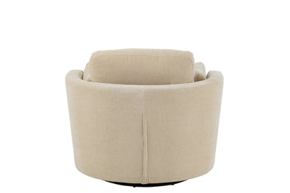 Lounge stoel draaibaar populierenhout/schuim beige