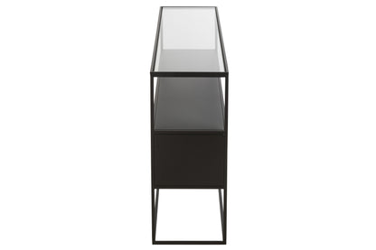 Consoletafel Vierkant Metaal/Glas Zwart