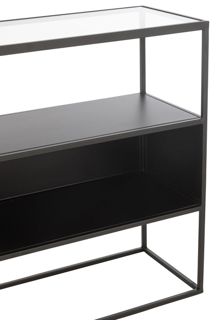 Consoletafel Vierkant Metaal/Glas Zwart