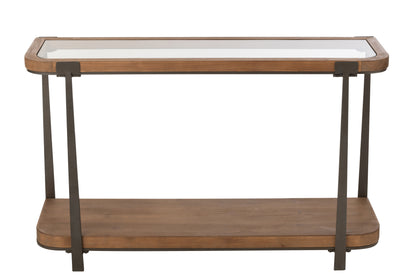Console Tremi Sparrenhout/Glas Natuurlijk/Zwart