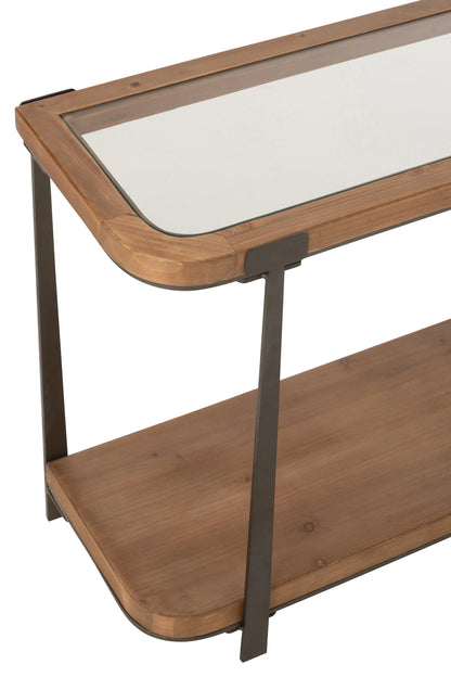 Console Tremi Sparrenhout/Glas Natuurlijk/Zwart