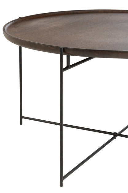 Tafel Rond IJzer/Mangohout Bruin/Zwart