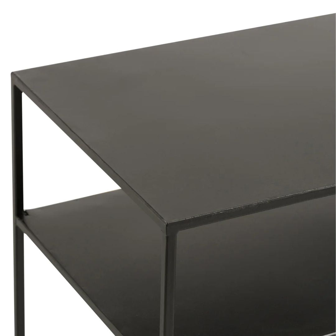 Consoletafel Rechthoekig 2 Planken Metaal Zwart