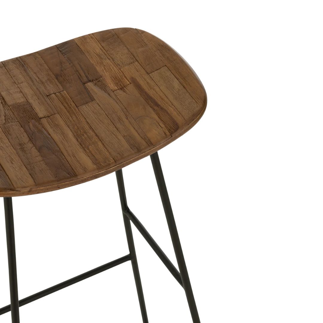 Barkruk Rechthoekig Gerecycleerd Teak Naturel Groot