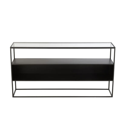 Consoletafel Vierkant Metaal/Glas Zwart