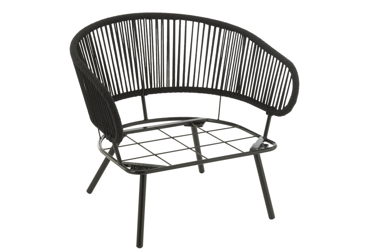 Set van 3 stoelen Poa Staal/Riet Zwart