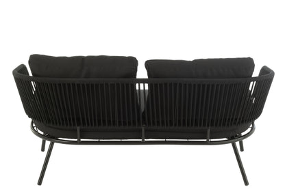 Set van 3 stoelen Poa Staal/Riet Zwart