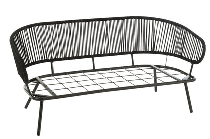 Set van 3 stoelen Poa Staal/Riet Zwart