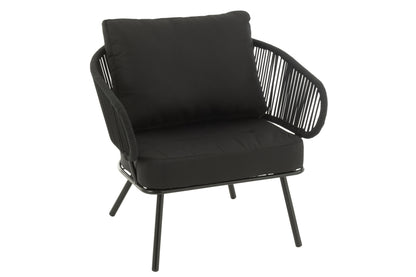 Set van 3 stoelen Poa Staal/Riet Zwart