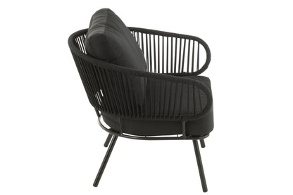 Set van 3 stoelen Poa Staal/Riet Zwart