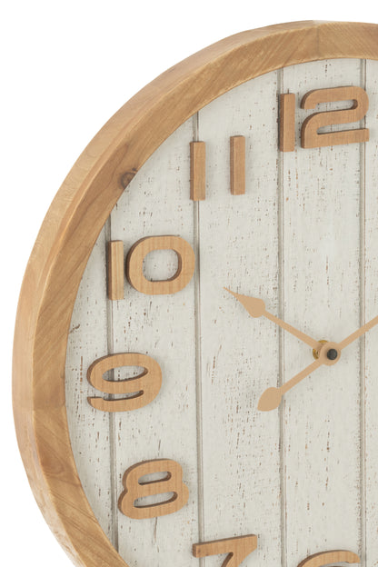 Wandklok Hout/Mdf Wit/Naturel Klein