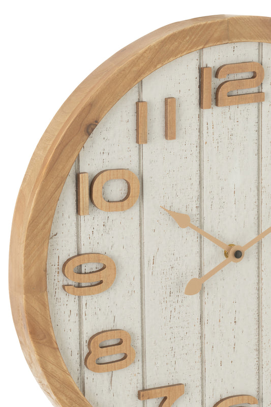 Wandklok Hout/Mdf Wit/Naturel Klein