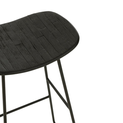 Barkruk Rechthoekig Recycle Teak Zwart Groot