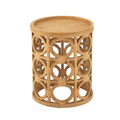 Bijzettafel met houtsnijwerk van vurenhout/MDF natuurlijk