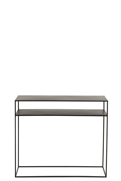 Consoletafel Rechthoekig 2 Planken Metaal Zwart