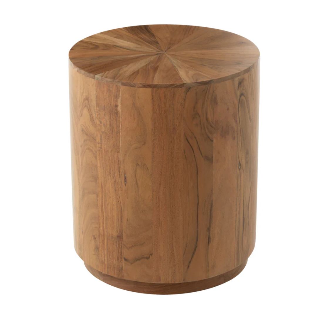 Bijzettafel rond acaciahout/MDF natuurlijk