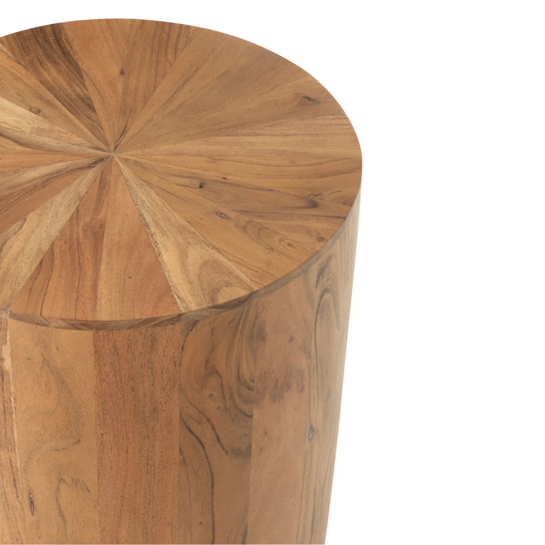 Bijzettafel rond acaciahout/MDF natuurlijk
