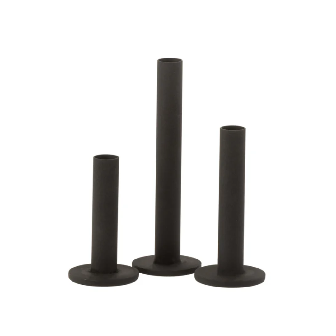 Set van 3 kaarsenhouders laag modern metaal mat zwart