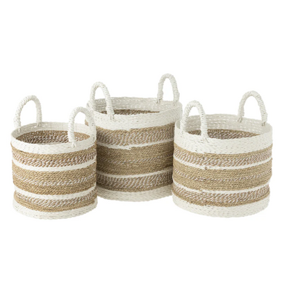 Set van 3 manden Caro Raffia Wit/Natuurlijk