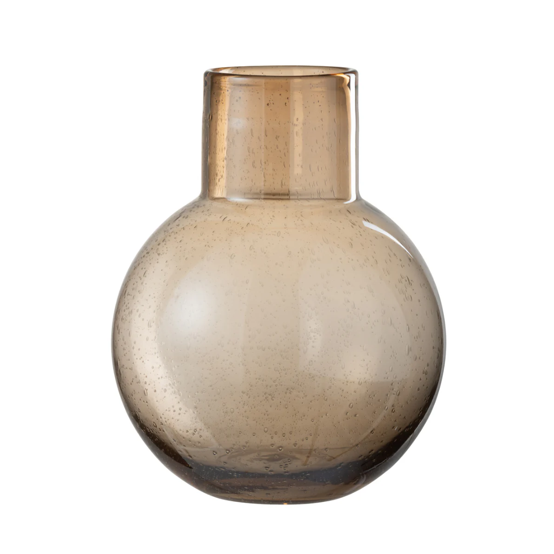 Vaas Bol Met Hals Glas Amber Groot