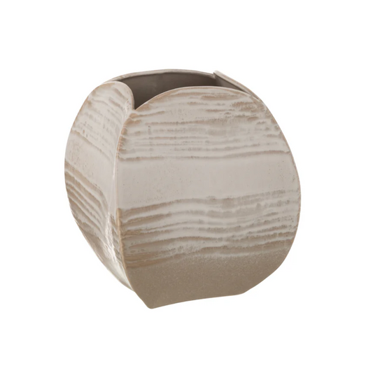 Vaas Abstract Vierkant Klei Beige Groot