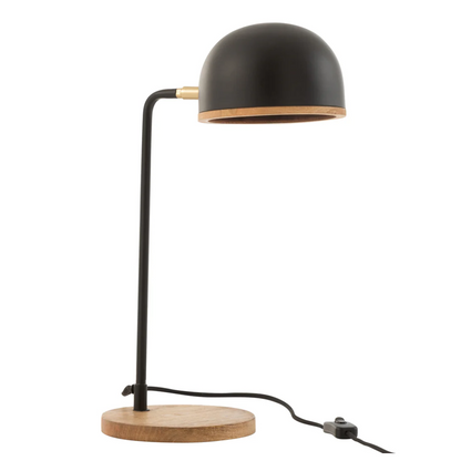 Tafellamp Evy IJzer/Hout Zwart/Natuurlijk