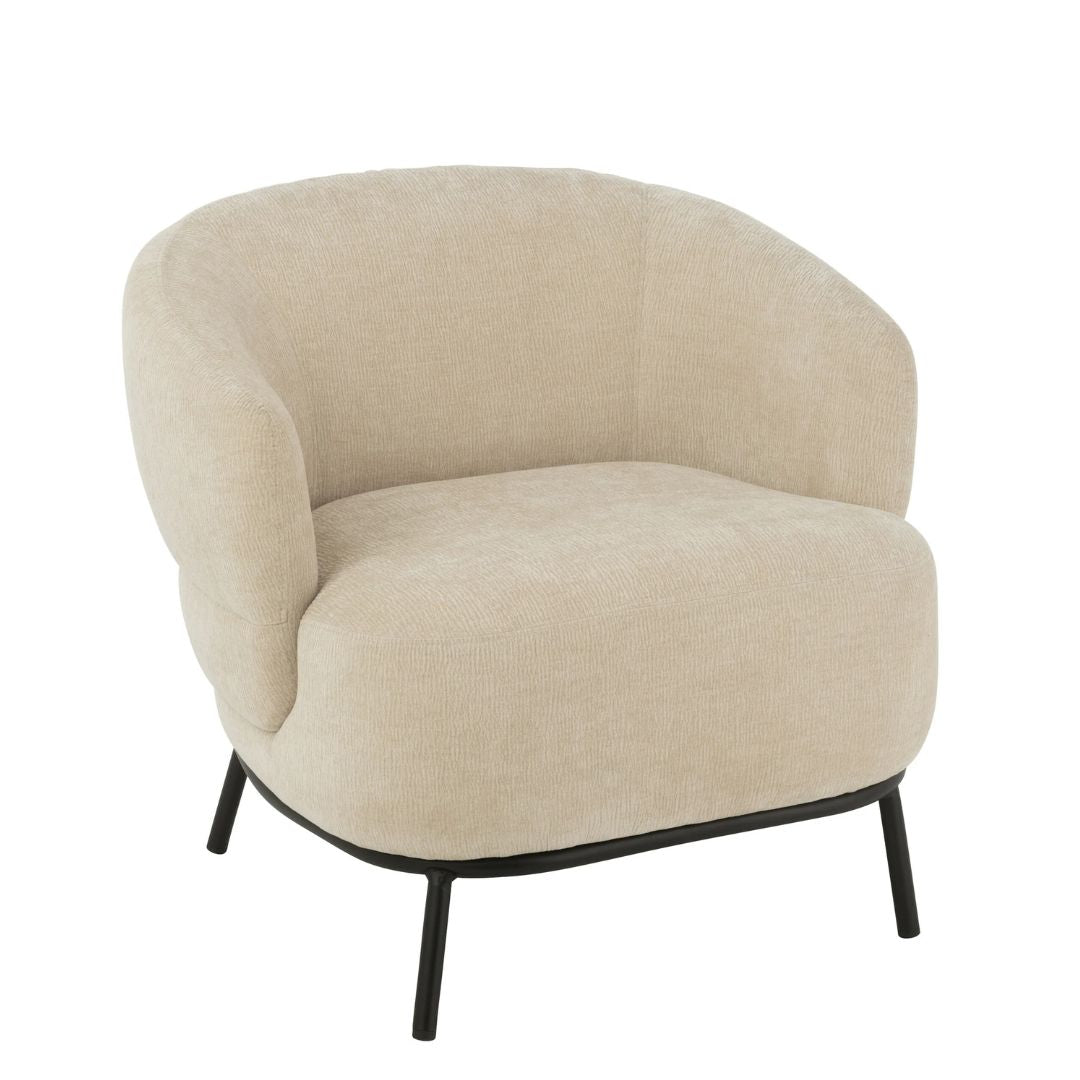 Lounge stoel Mars populierenhout/schuim beige