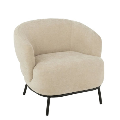 Lounge stoel Mars populierenhout/schuim beige