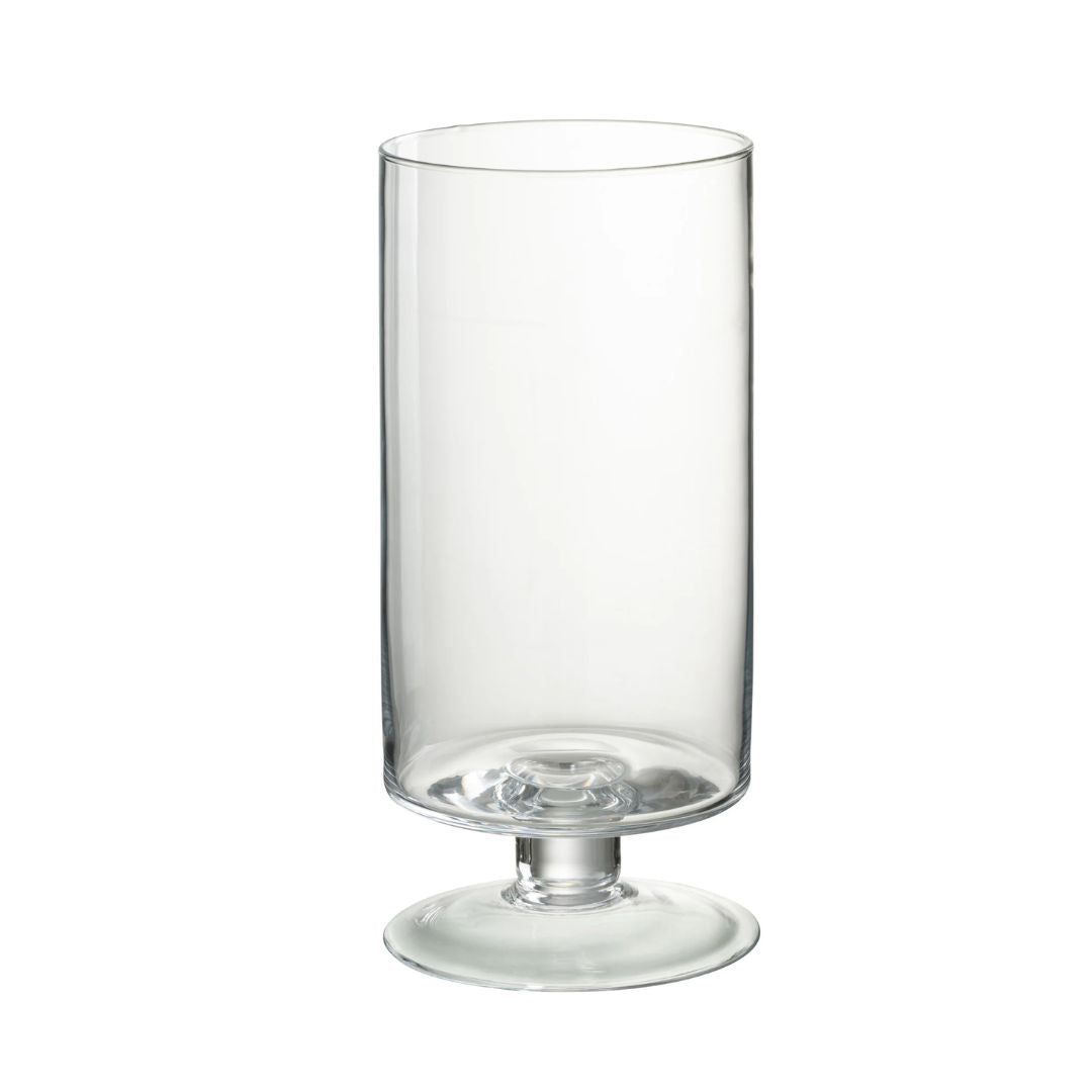 Windlicht te voet ronde glazen transparant groot