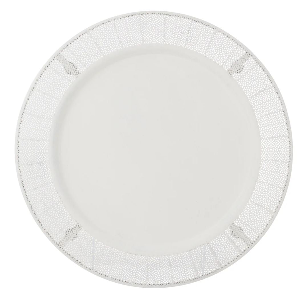 Plaat Antiek Metaal/Glas Wit