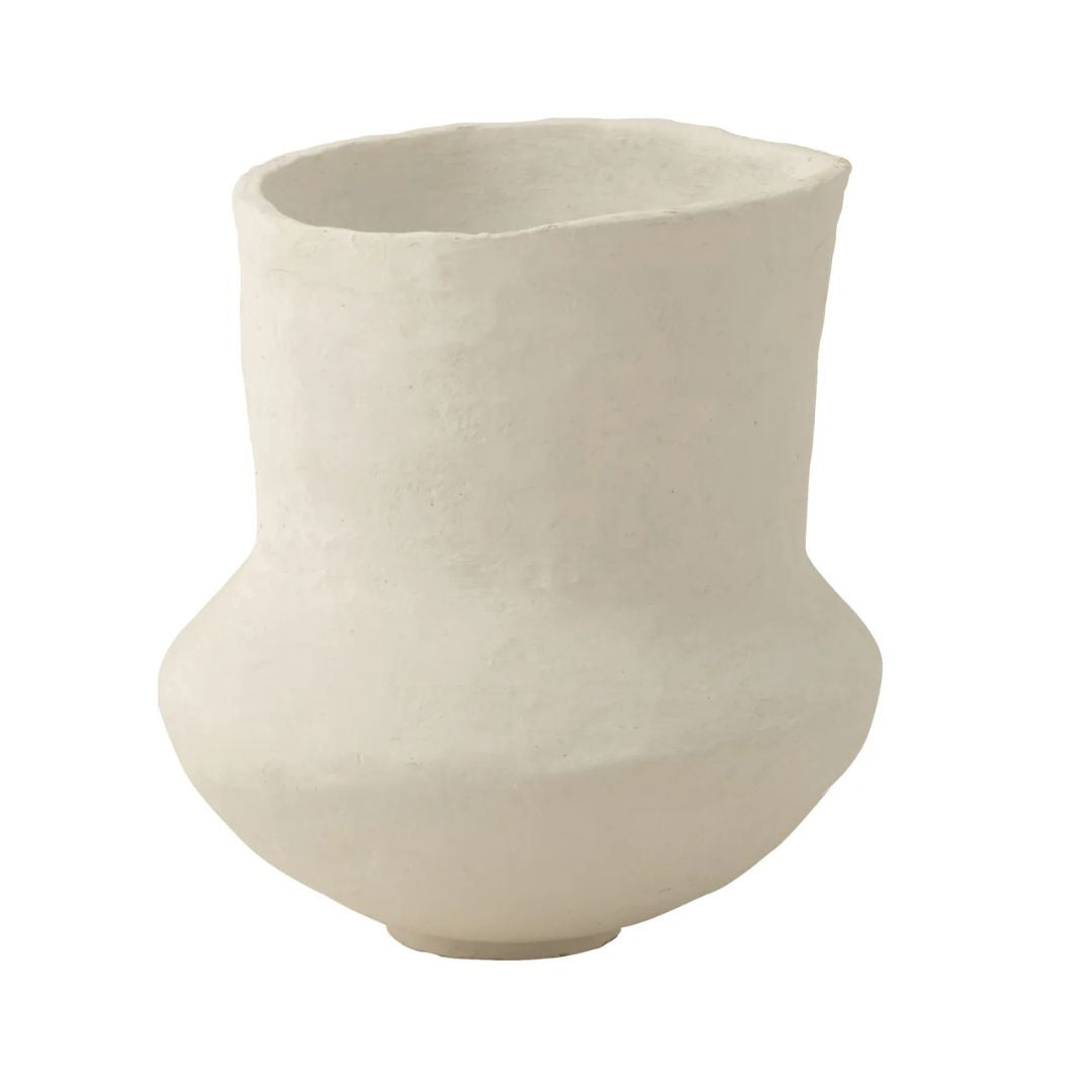 Pot Archaïsch Papier Maché Wit