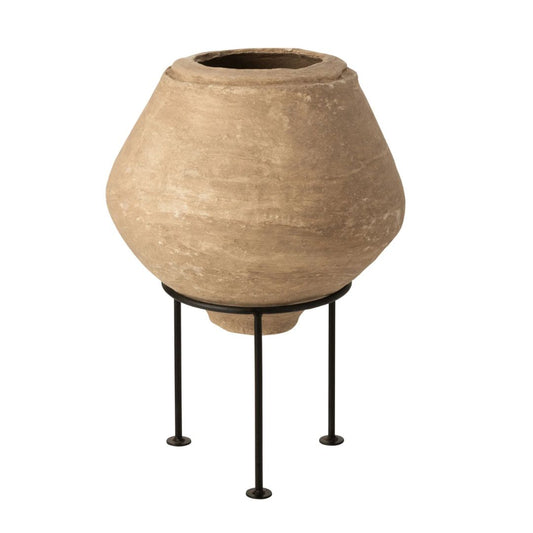 Pot Op Voet Chad Papier Mache Bruin