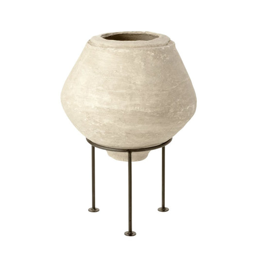 Pot Op Voet Chad Papier Mache Wit