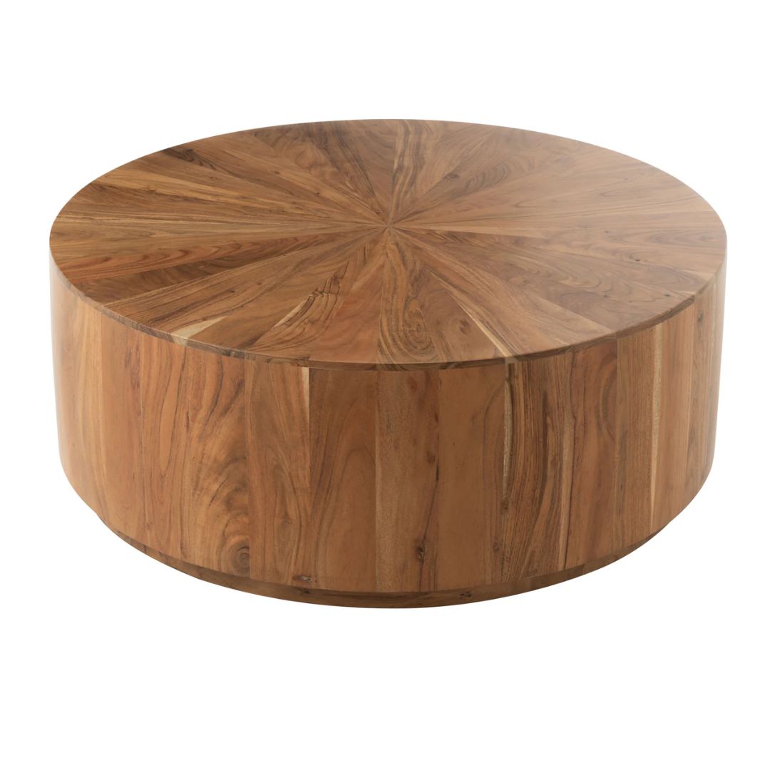 Salontafel rond acaciahout/MDF natuurlijk