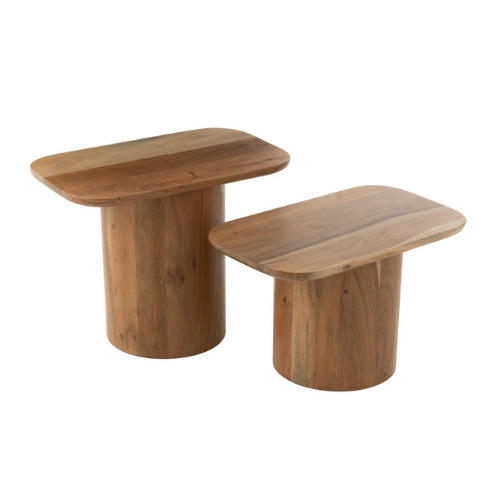 Set van 2 bijzettafels Acaciahout/MDF Natuurlijk
