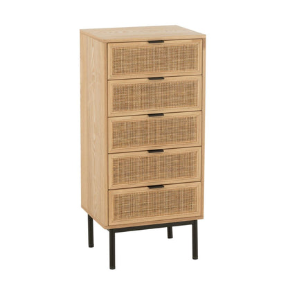 Kast 5 laden MDF/Metaal Natuurlijk/Zwart