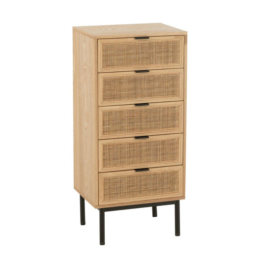 Kast 5 laden MDF/Metaal Natuurlijk/Zwart
