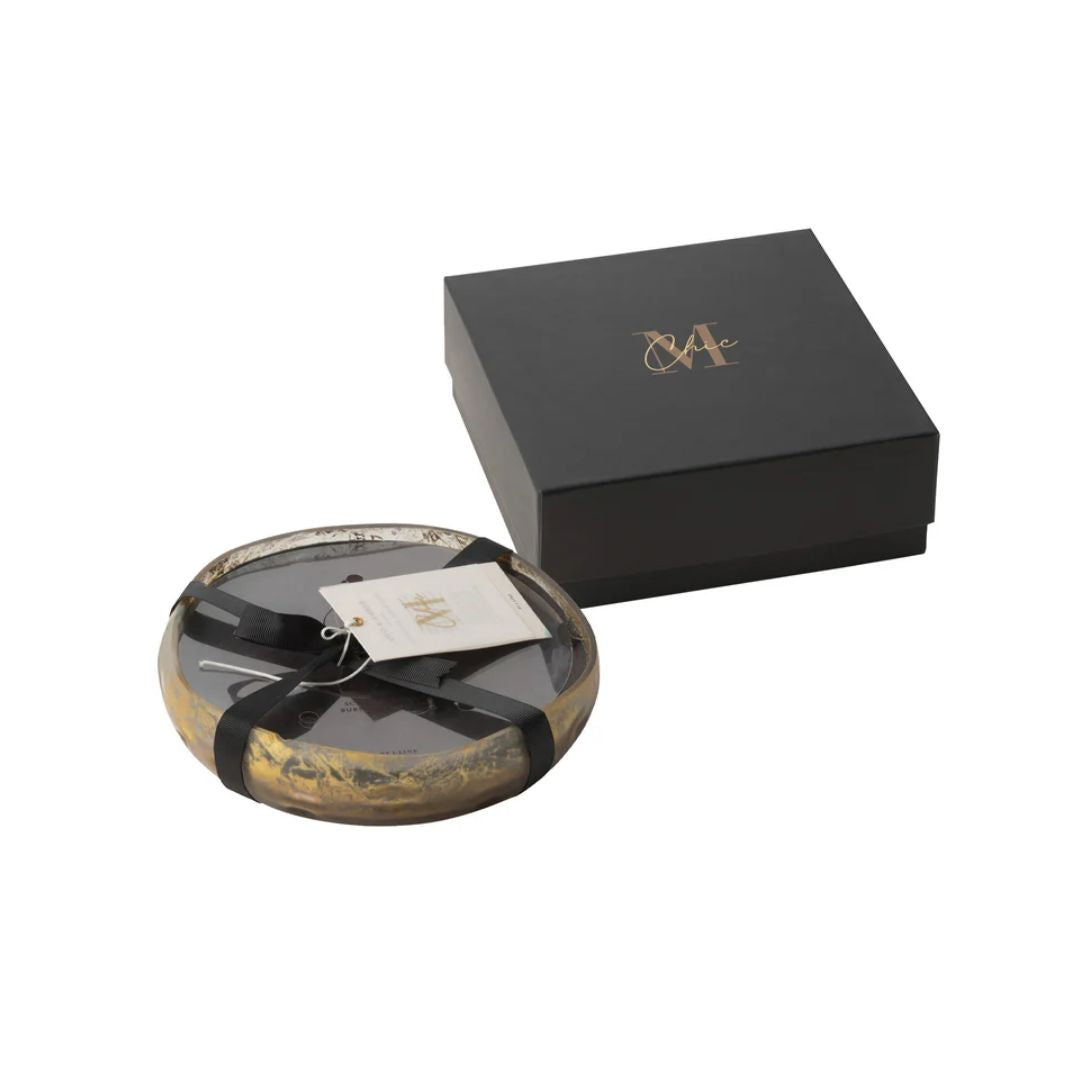 Geurkaars Livia Glas Goud/Zwart Medium-20H