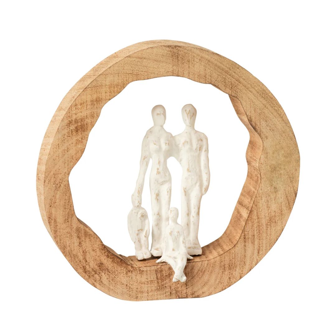 Figuur Familie Mangohout/Aluminium Natuurlijk/Wit