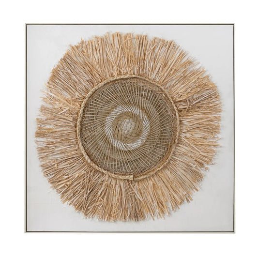 Kunst Ibiza Cirkel Canvas/Schilderij Crème/Wit Klein