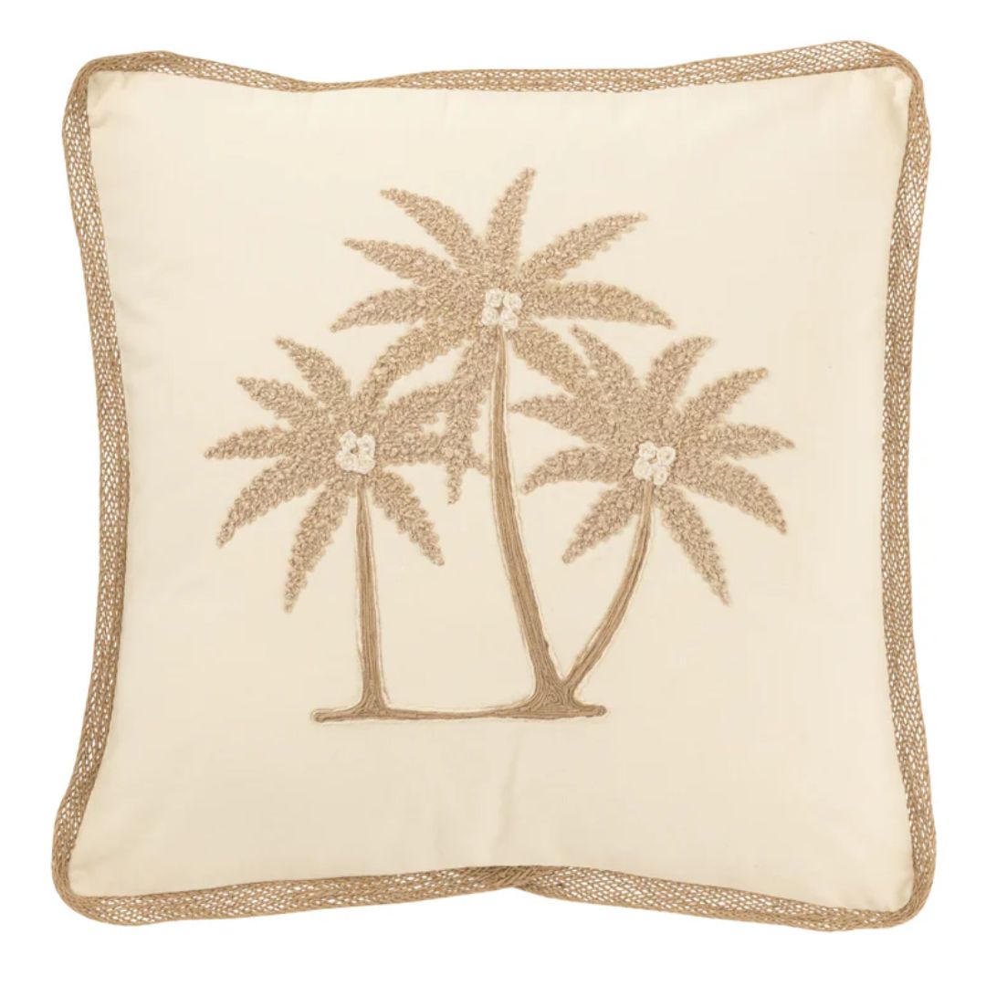 Kussen Vierkant Palm Bomen Katoen Crème/Beige