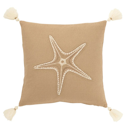 Kussen Zeester+Kwastjes Katoen Beige/Crème