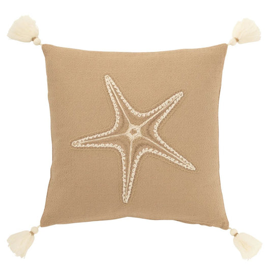 Kussen Zeester+Kwastjes Katoen Beige/Crème