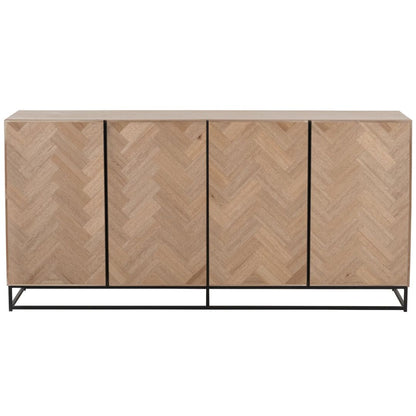 Ladekast 4 Deuren Zigzag Hout/Metaal Natuurlijk/Zwart