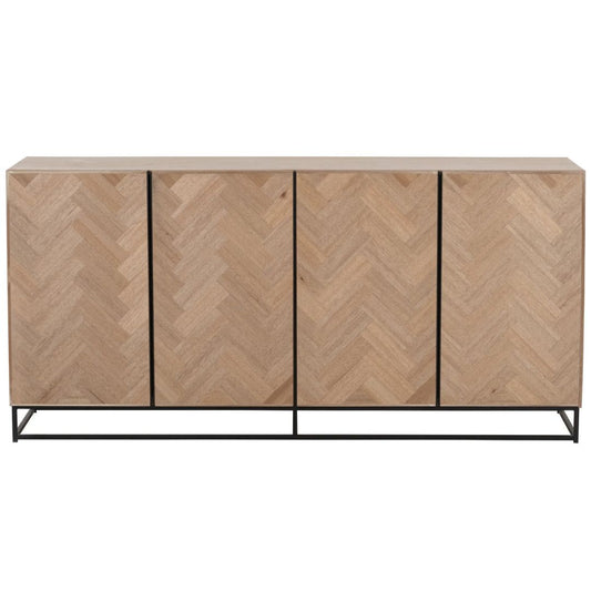 Ladekast 4 Deuren Zigzag Hout/Metaal Natuurlijk/Zwart